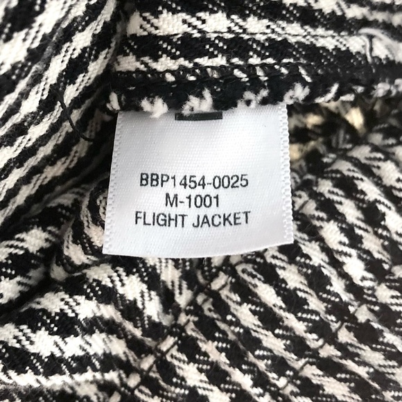 BIG BUD PRESS Ricky Checked Flight Jacket Black & White Full Zip - Picture 14 of 15